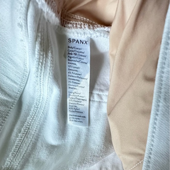 SPANX Women's‎ distressed white ankle skinny jeans jeggings sz L 20229R Pull On - Picture 6 of 11